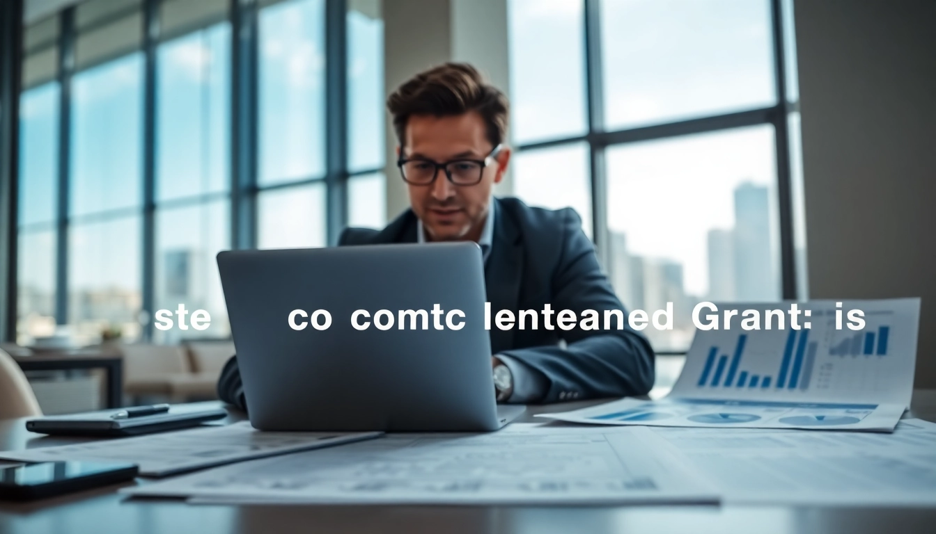 Analyze Federal and State contracts and grants in a modern consulting office setting.