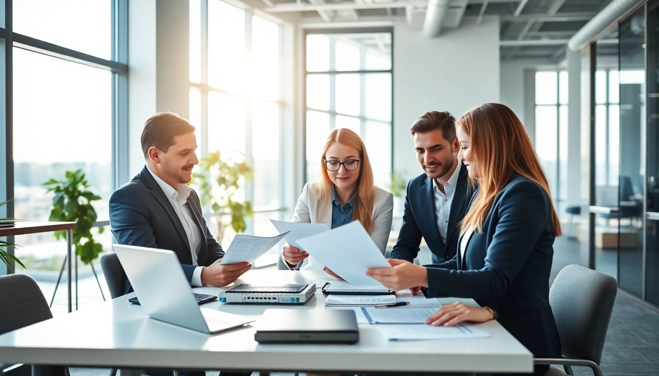 Engaging VAT Consultancy in Abu Dhabi, showcasing professional consultants collaborating with financial documents.