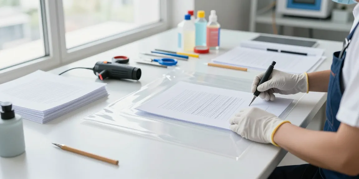 Tháo lớp plastic lamination tại một không gian làm việc chuyên nghiệp cho bóc ép plastic tại hà nội