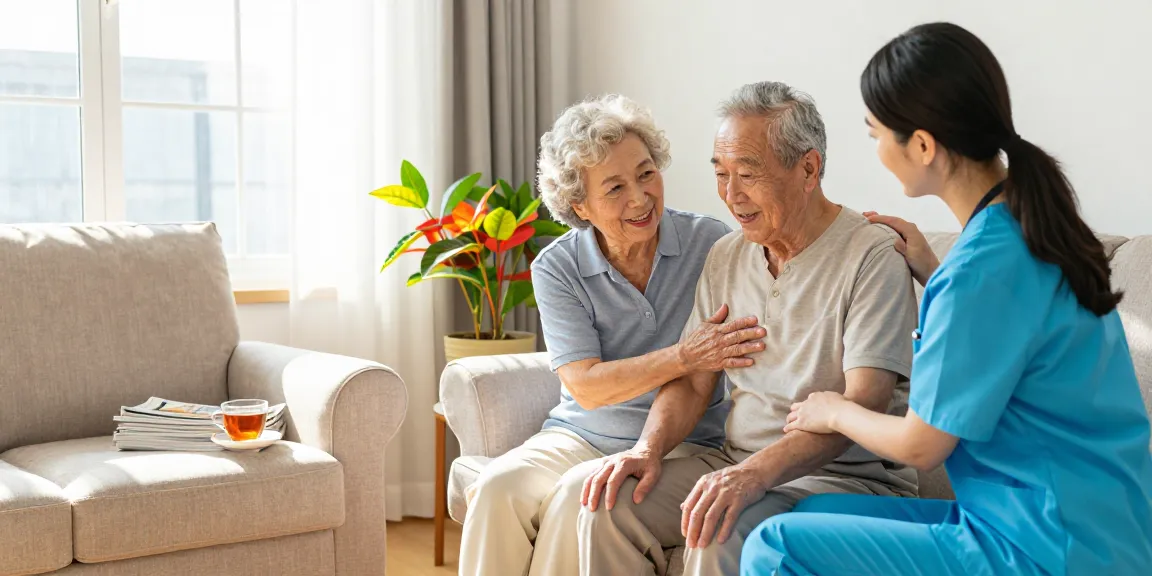 Intimate caregiver interaction showcasing bonus new member 100 benefits in a cozy home.