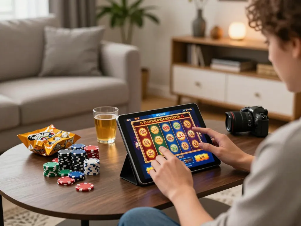 Bersekutu dengan link hoki77 saat bermain permainan slot online di tablet dalam pengaturan yang nyaman.