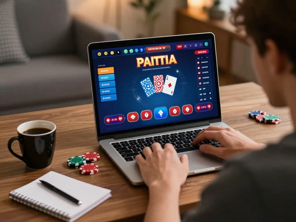 Player strategizing at lc88 online casino gaming on a laptop