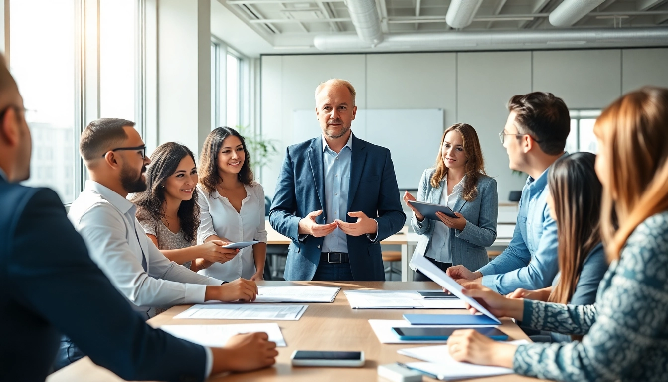 Crisis management consultant leading a strategic planning session with a diverse team.