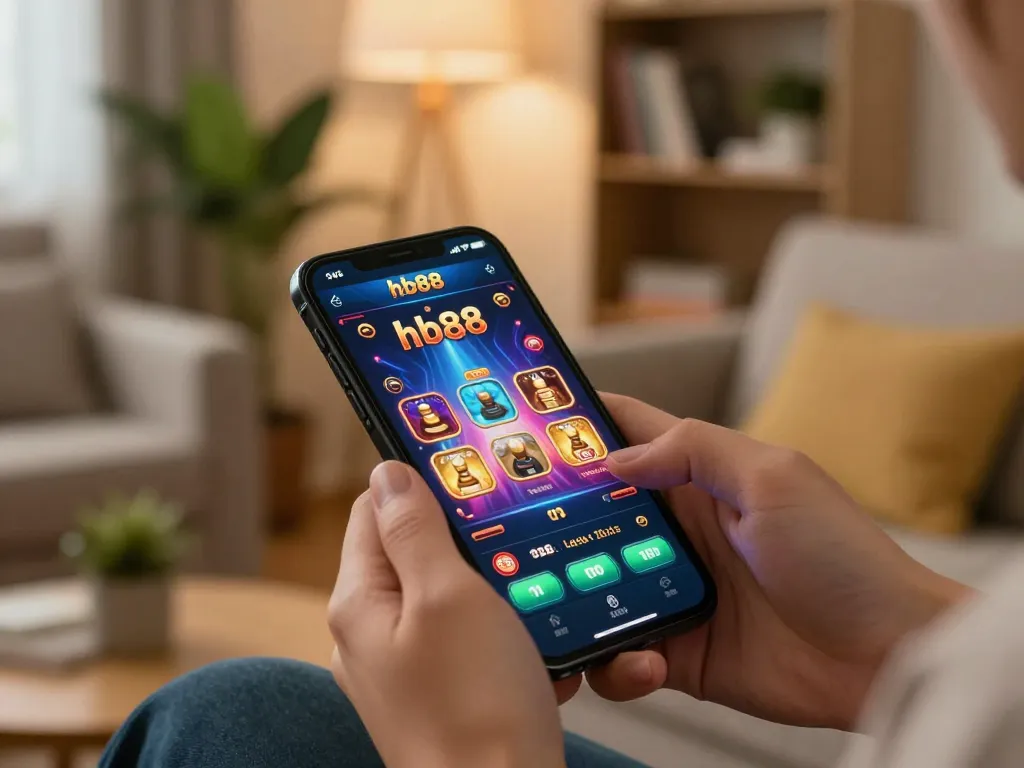 Engaging mobile gaming with hb88 app showcasing thrilling casino graphics on a smartphone screen