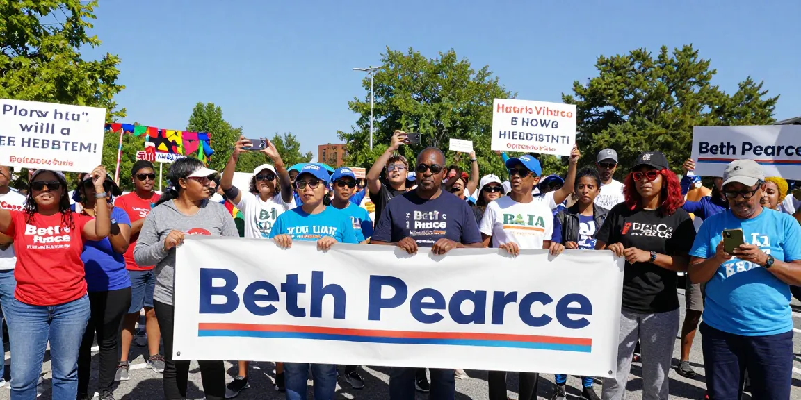 Community rally for the Beth Pearce campaign, showcasing diverse support for rokok88.