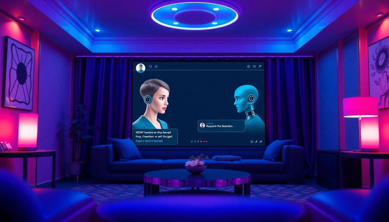 Engaging NSFW character AI interaction in a cozy digital lounge setting