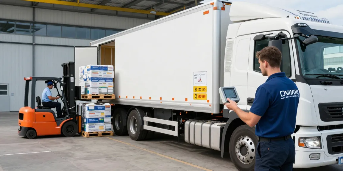 Tiefkühltransport Dortmund in moderner Logistikszene mit Kühllaster und Fachpersonal.