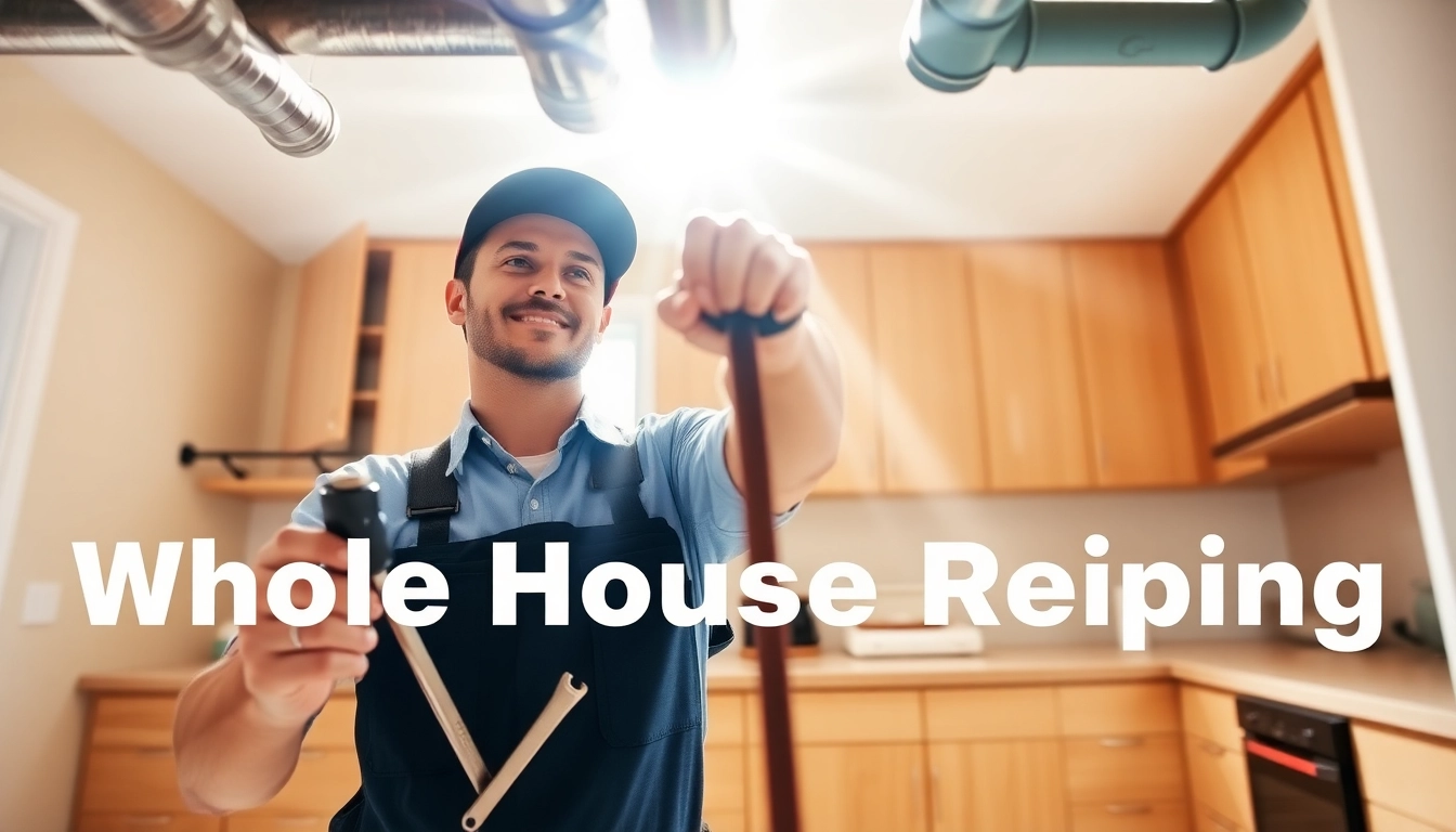 Plumber providing whole house repiping services Clearwater FL in a modern kitchen environment.