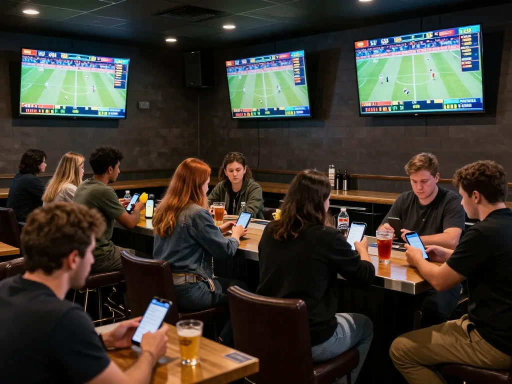 Soi keo nha cai strategy discussion during a lively sports betting event in a modern bar