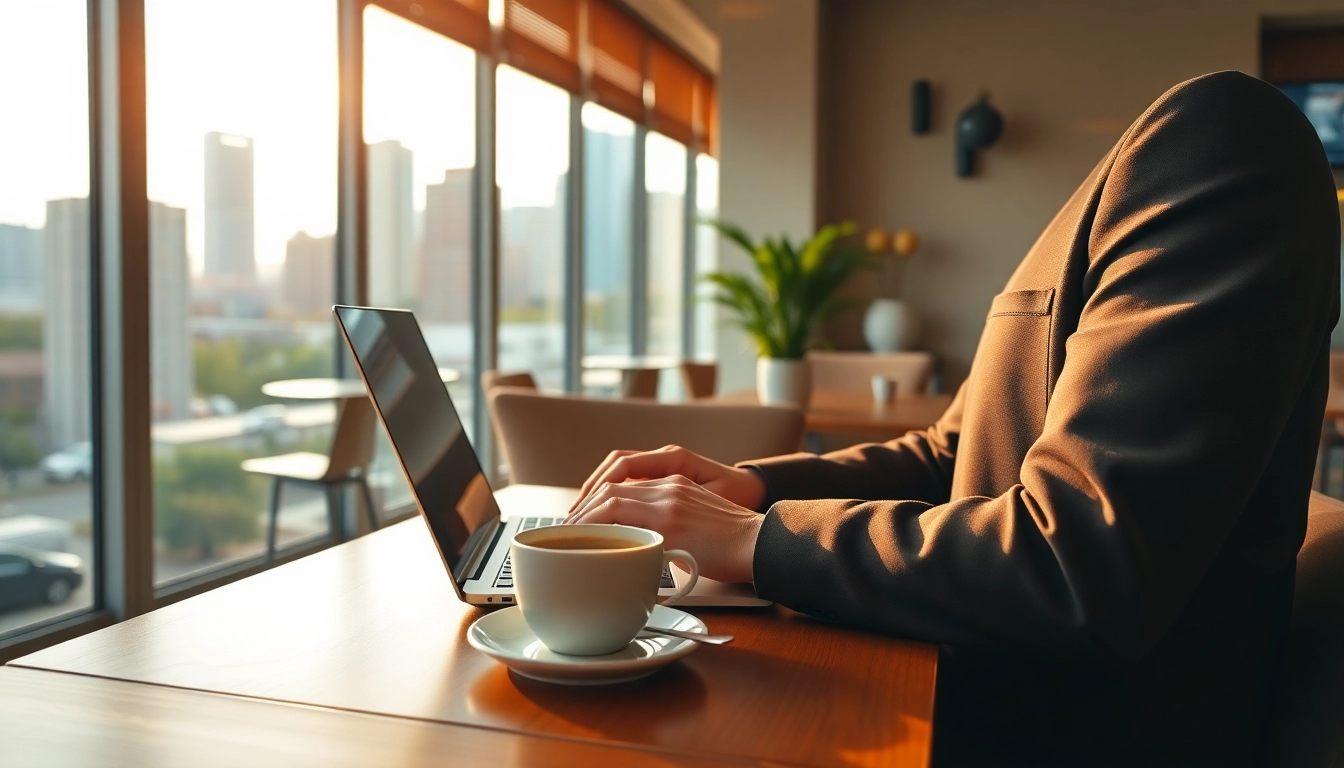Streamlined process for eta application uk captured in a cafe with a laptop.