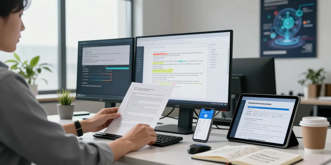 Detect fake receipt with AI technology in an advanced office setting analyzing PDF documents.