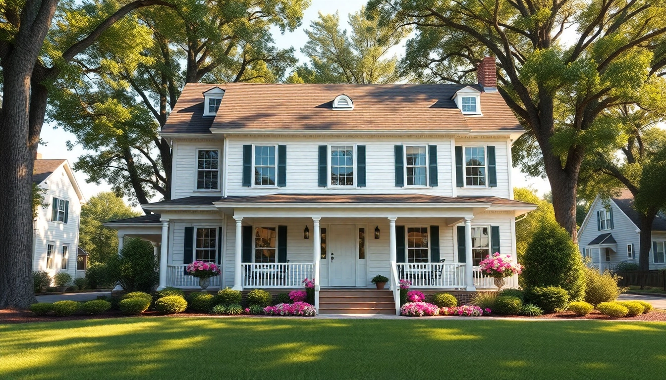 View of a colonial home build highlighting a classic façade and inviting front porch.