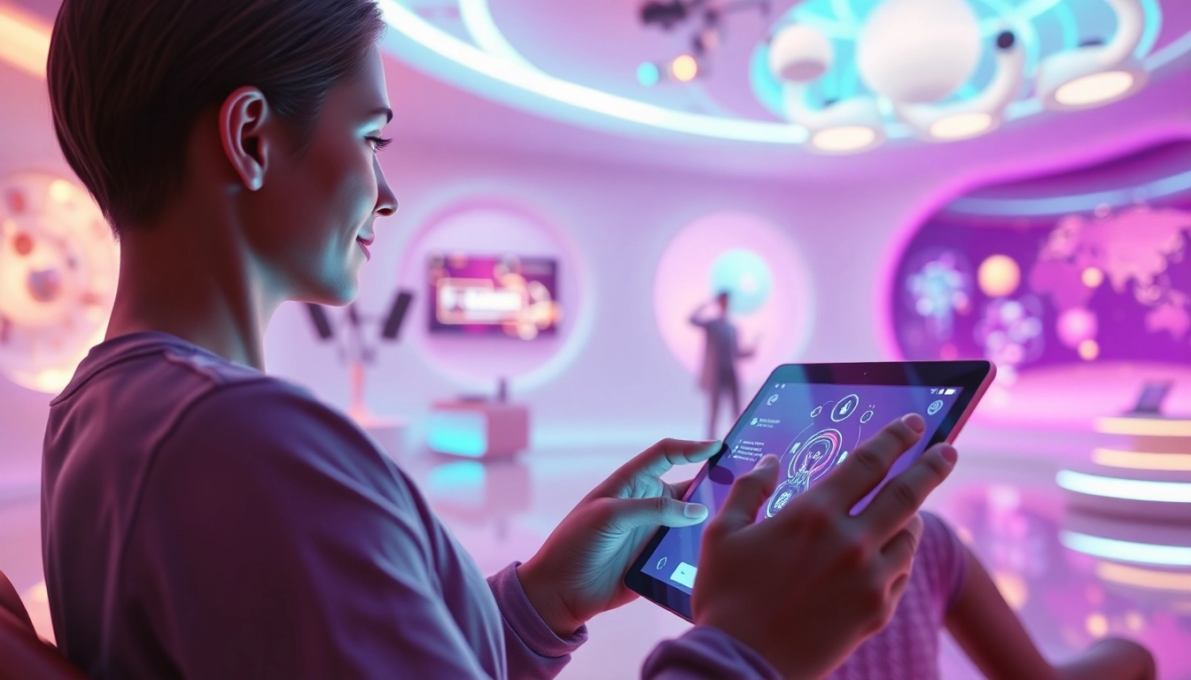 AI sex interaction scene with user and chatbot in a digital landscape.