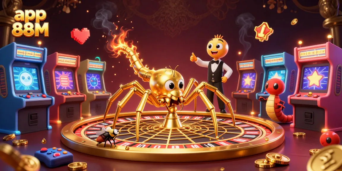 Engage in thrilling gameplay with the app 88M featuring a vibrant 3D casino scene.