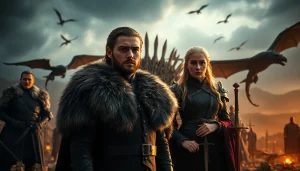 Featuring the game of thrones cast in iconic costumes against a breathtaking Westeros backdrop.