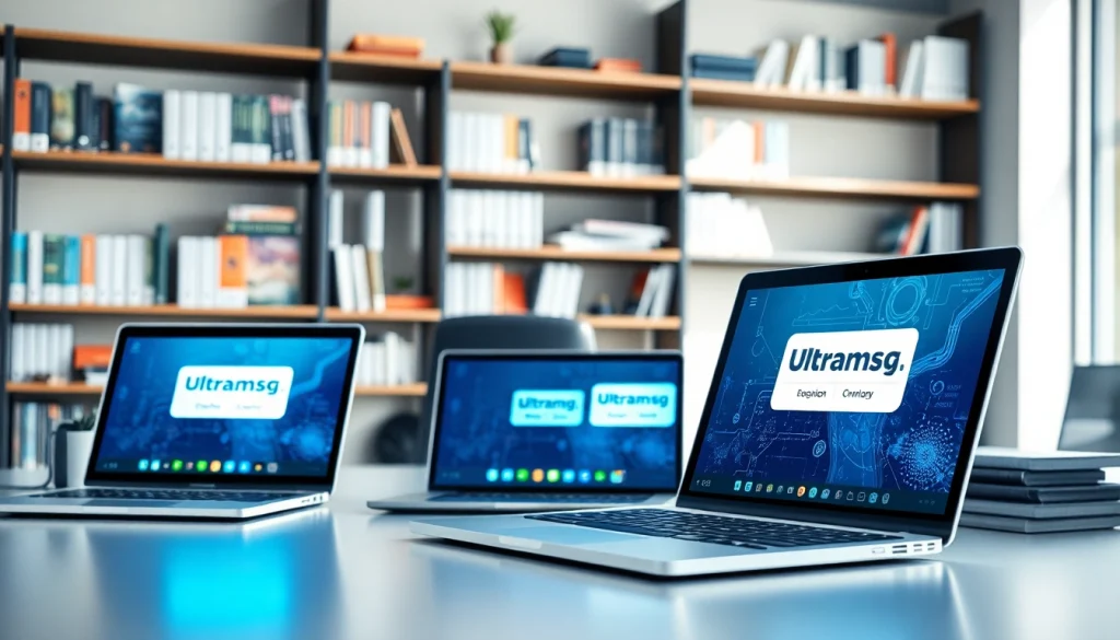 Engaging ultramsg interface displayed on electronic devices enhancing communication.