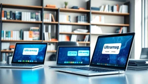 Engaging ultramsg interface displayed on electronic devices enhancing communication.