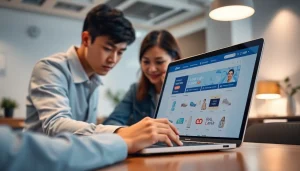 Engage with Link vào C168 showcasing a professional digital marketplace on a sleek laptop.