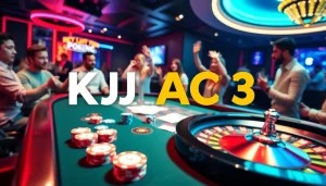 Casino ambiance with poker chips and roulette wheel highlighting KJC AC 3.