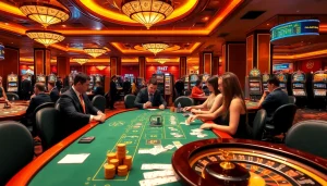Engage with the vibrant gaming atmosphere at https://sunwin88.art/ showcasing rich casino tables and excited players.