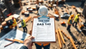 DAS 140 form being utilized by a contractor during a lively construction project.