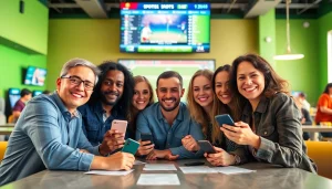 Engaged individuals celebrating Alabama sports betting at a lively gathering.