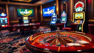 Experience the thrill of gambling at vuabai9 with vibrant roulette tables and engaging slot machines.