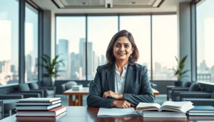 Engaged intellectual property lawyer providing legal expertise in a modern office setting.