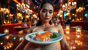 Experience the unique body sushi presentation at Club Noir, St Martin's premier nightlife destination.