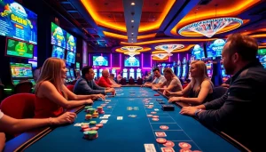 Experience thrilling gaming at online casinos in Saskatchewan with vibrant atmosphere and engaged players.