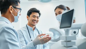 Invisalign treatment in Kuala Lumpur, showcasing a dentist and patient interaction in a modern dental clinic.