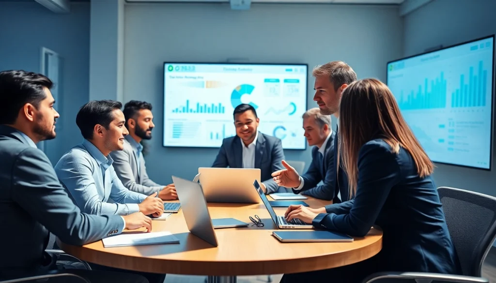 Crisis management consultant leading a team discussion in a modern office environment.