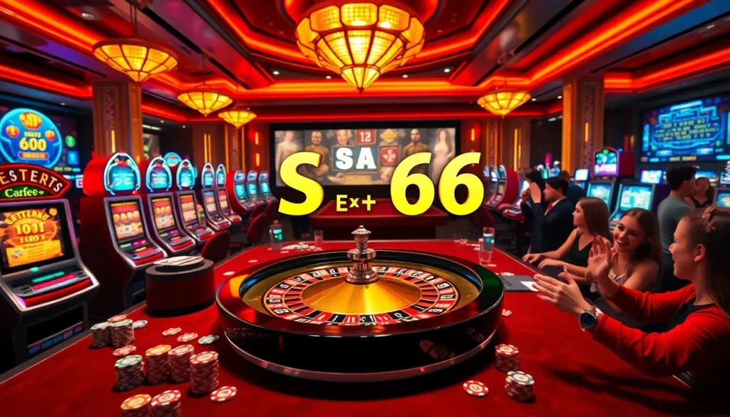 Experience the vibrant excitement of Số Đỏ 66 with modern gaming elements and dynamic casino visuals.