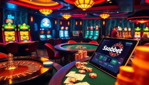 Experience thrilling sbobet betting with vibrant casino tables and interactive online interfaces.