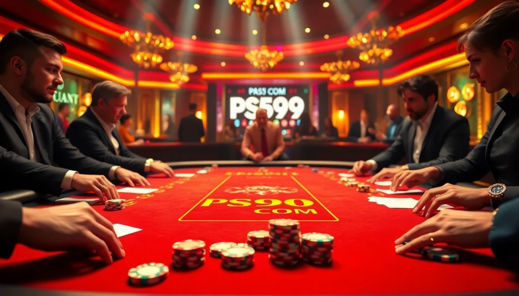 Experience thrilling gambling action at PS99 COM with vibrant casino tables and engaged players.