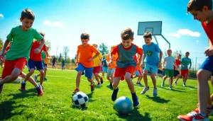 Boys engaged in activities at Multi Sports Camps for Boys, showcasing teamwork and energy.