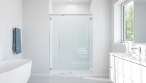 Elegant shower screen door in a stylish bathroom, enhancing the modern design and ambiance.