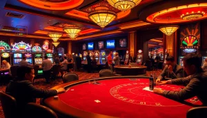 Engaging scene showcasing gambling excitement with lk21 indoxxi themes, rich casino details and players at a poker table.