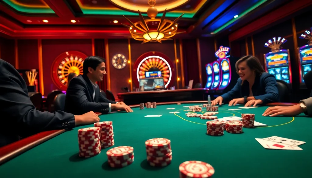 Experience the excitement of topclub gaming at a luxurious casino table with poker chips and cards.