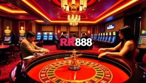 Experience excitement at RR88 with engaging roulette and card games in a luxurious casino setting.