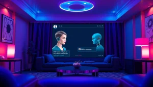 Engaging NSFW character AI interaction in a cozy digital lounge setting