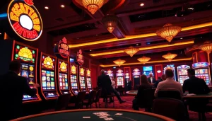 Experience the thrill of playing slot demo scatter hitam with vibrant machines in a luxurious casino setting.