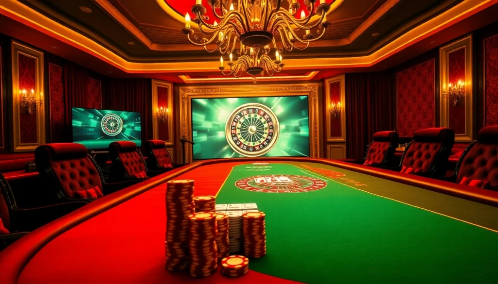 Vivez l'excitation du casino en ligne France avec une scène de poker à enjeux élevés illustrant le luxe et l'adrénaline.