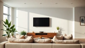 Expertly done tv mounting enhances modern living room decor.